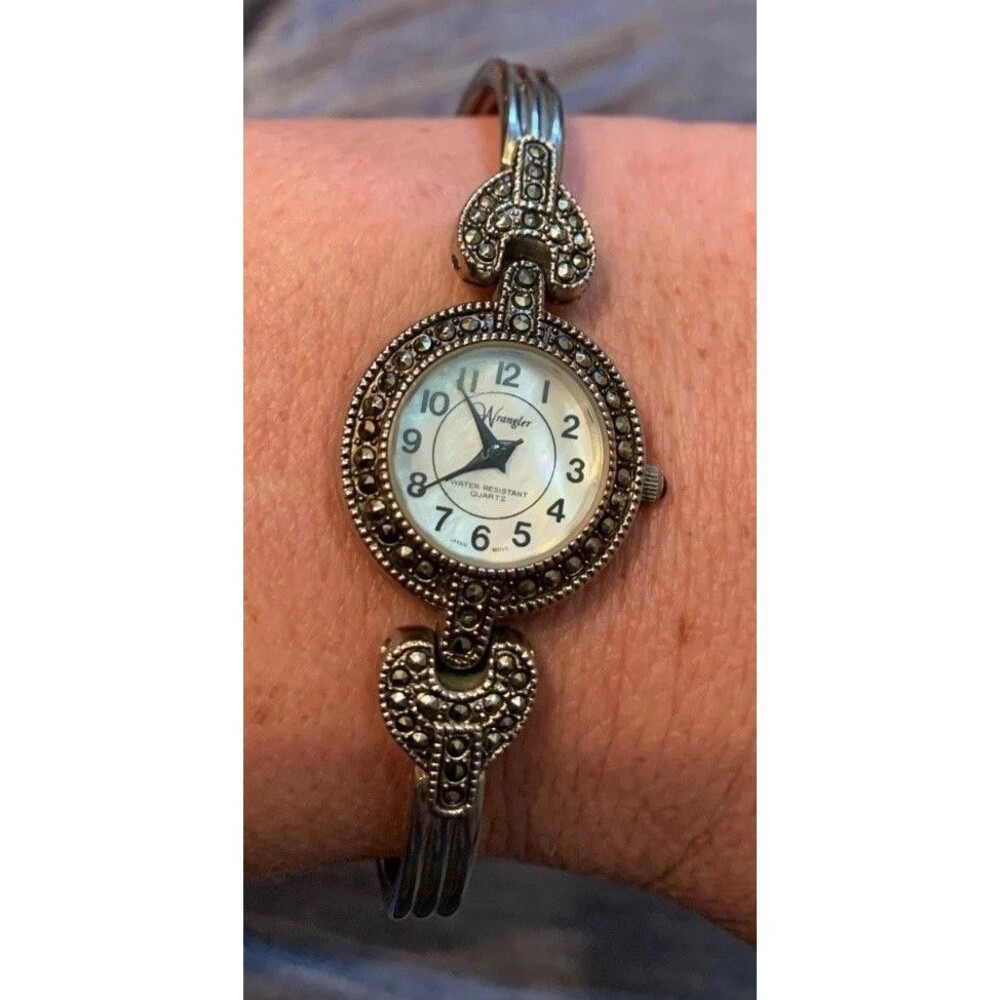 Wrangler Watch Womens Silver Tone Marcasite Western Bracelet